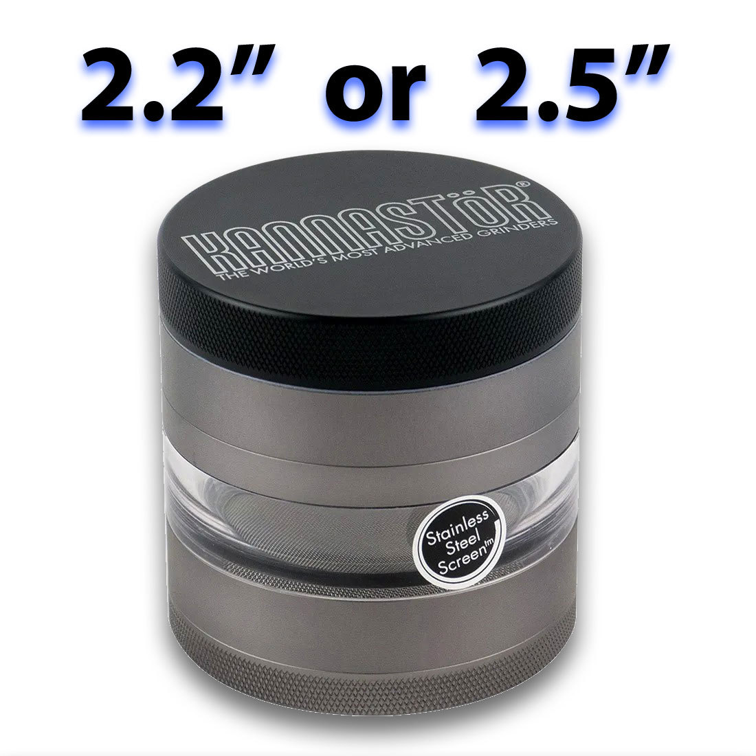 Kannastor 2.2 or 2.5 Inch GUNMETAL M4 Multi Chamber Herb Grinder