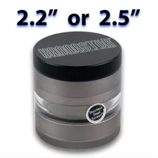 Kannastor 2.2 or 2.5 Inch GUNMETAL M4 Multi Chamber Herb Grinder Jar & EZ Screen