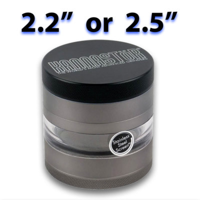 Kannastor 2.2 or 2.5 Inch GUNMETAL M4 Multi Chamber Herb Grinder Jar & EZ Screen