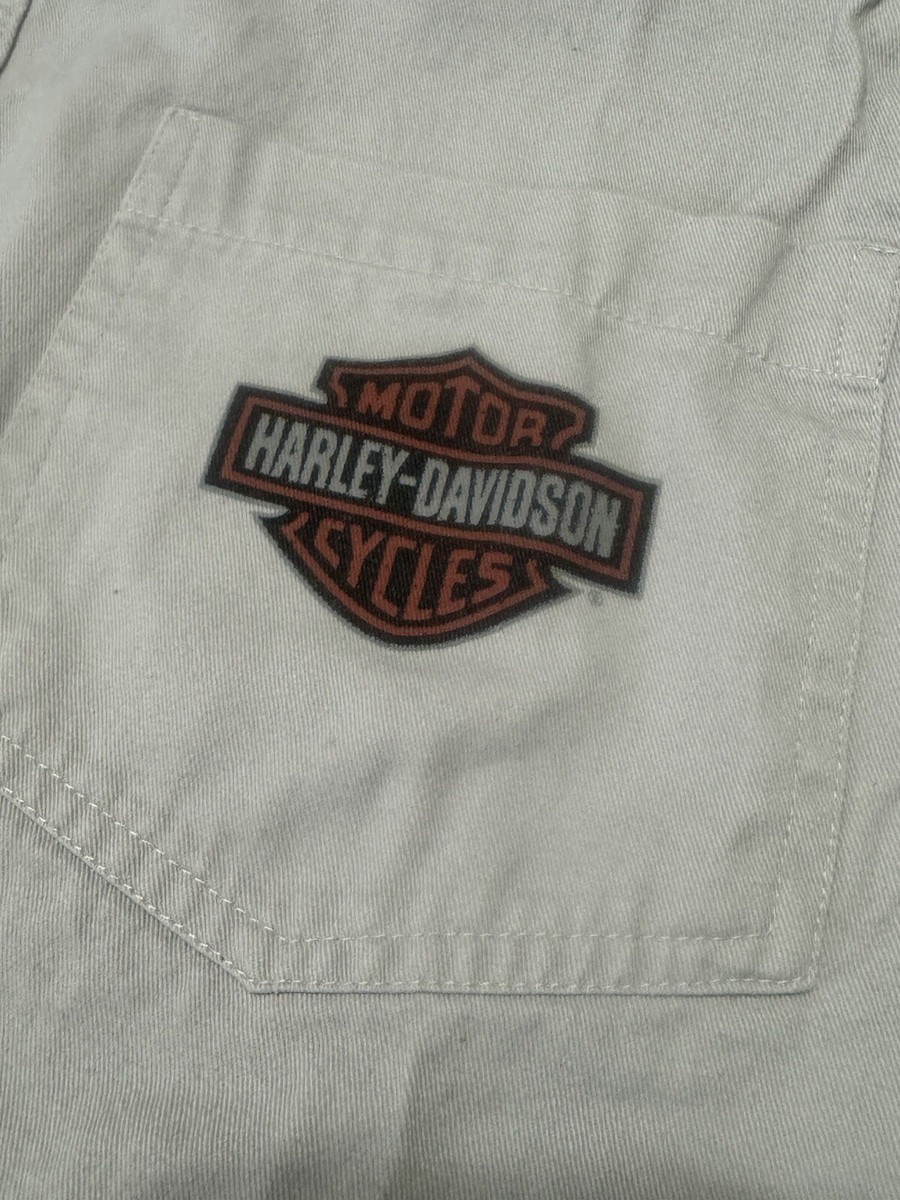 Harley Davidson ホワイト 半袖ボタンダウンシャツ　L White Men's XL Harley Davidson 100% Cotton Button Down Dress