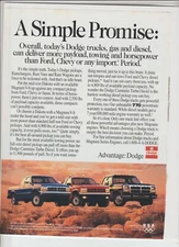 Original 1992 Dodge Pickup Magazine Ad "A Simple Promise"