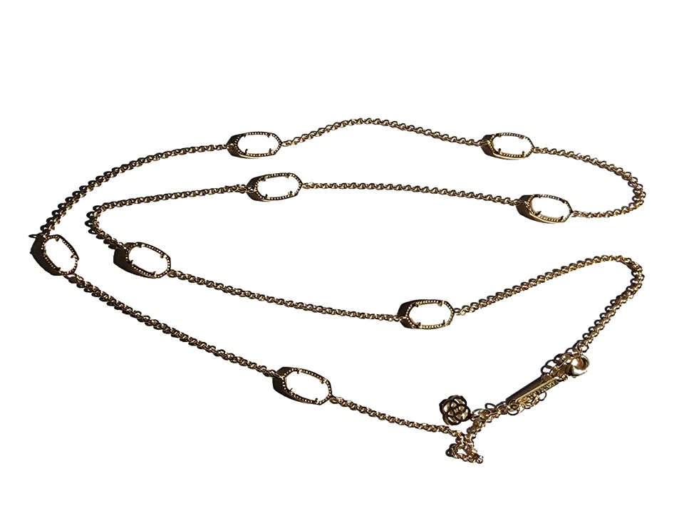 Kendra Scott Kellie Rose Gold Long Ivory Mother Of Pearl Station Necklace 38” - Image 2 of 4