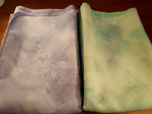 2PCS X 150*300cm"Rectangle-Green+Lilac"Tie-Dye Polyester T/Cloths-SlightlySoiled - Picture 1 of 8