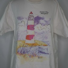 VTG Ocean City Maryland Lighthouse Vacation Souvenir T Shirt Sz L Usa Made