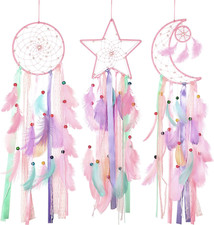 3 Pieces Dream Catcher Moon Sun Handmade Traditional Design White for Bedroom Ad