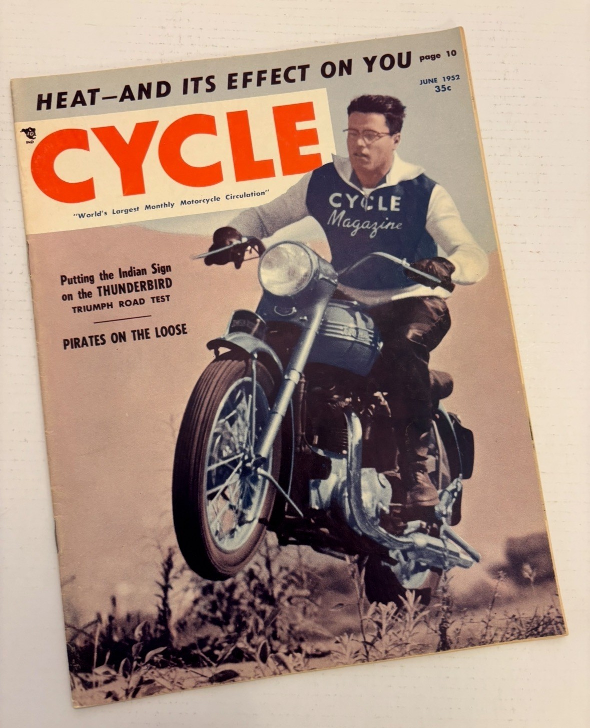 Rare Cycle Magazine June 1952 Indian vs Thunderbird, Triumph