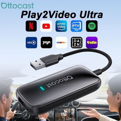 5in1 AI Box Play2video Ultra Wireless Carplay/Android Auto Adapter w/Netflix+TK