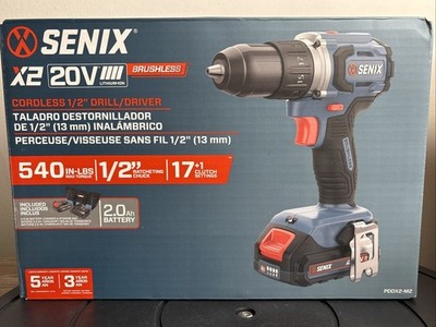 Senix PDDX2-M2 20V MAX Brushless 1/2 in. Cordless Drill Driver Kit (2 Ah) NEW
