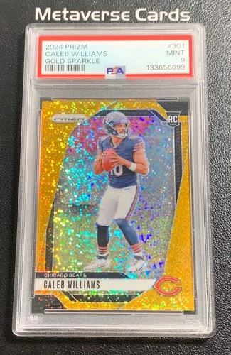 2024 Panini Prizm Caleb Williams RC Rookie Gold Sparkle Prizm /24 Bears PSA 9