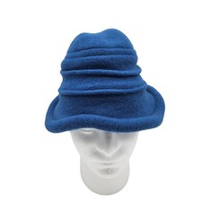 Scala Women's Teal Blue 100 Wool Felt Bucket Cloche Hat Retro Classic One Size