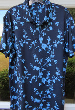 G/Fore Golf Blue Floral Polo Shirt Mens Stretch Performance Pullover Small EUC