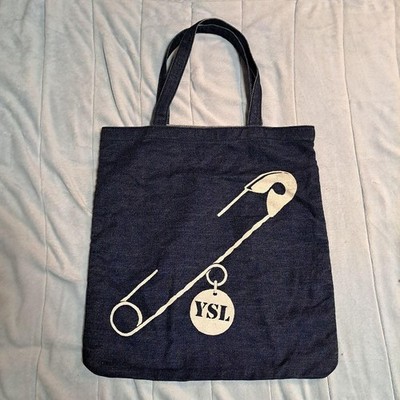 YVES SAINT LAURENT Rive Gauche Denim Tote Bag Rare Japan shipped