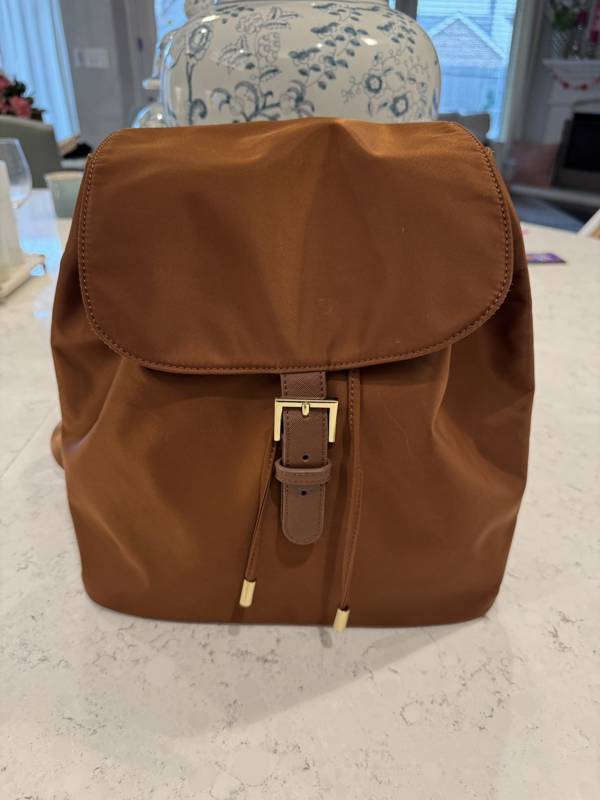 Stoney Clover Brown Backpack Drawstring Buckle Go… - image 10