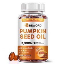 Pumpkin Seed Oil with Saw Palmetto Softgels 3000mg Per Serving 600 Softgels ...