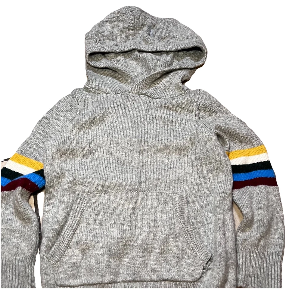 Boys Mini Boden Grey Wool Blend Hoodie Winter Sweater Size 4-5y *flaw - Image 2 of 4