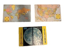 3 Vintage Rand McNally World Map Puzzles History Geography Moon Puzzle