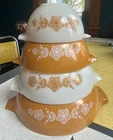 PYREX Butterfly Gold Cinderella Nesting Bowl Set Of 4 Vintage 441 442 443 444