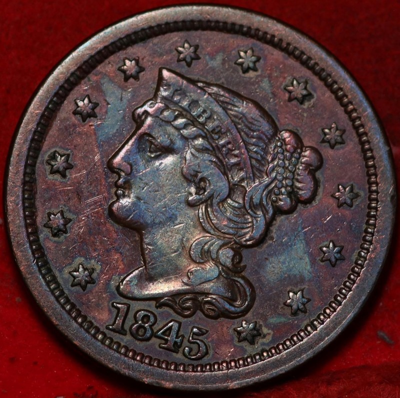 1845 Philadelphia Mint Copper Braided Hair Large Cent