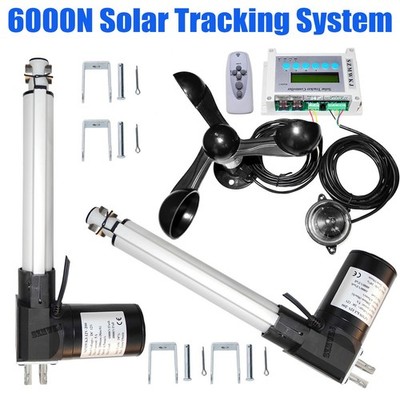 Complete 6000N Dual Axis Solar Tracker System -8'' 12V Linear Actuator Anemometer