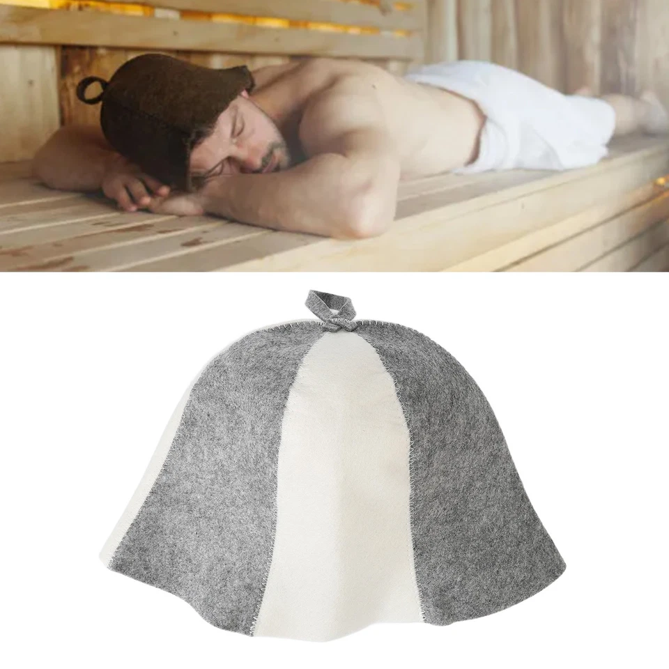Sauna Hat Water Absorption Breathable Head Protec-tion Felt Sauna Cap Bath Hair - Image 2 of 4