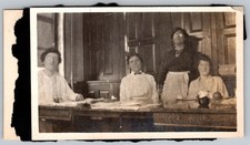 Vtg B&W Snapshot Women Seated At Table With Papers 1920s