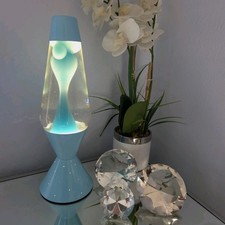 Custom 16.3in Lava Lamp w/Starlite Base Light Blue Wax Clear MF - 