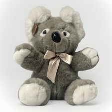 1989 Vintage Cuddle Wit Koala Plush Toy Gray White Original Ear Tag 12" Bow VGUC