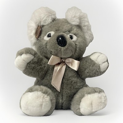 1989 Vintage Cuddle Wit Koala Plush Toy Gray White Original Ear Tag 12'' Bow VGUC