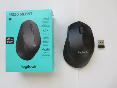 Logitech M330 Silent Wireless Mouse Black with USB-A Dongle No Battery