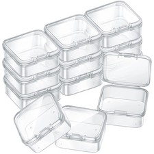 12 PacK Clear Plastic Beads Storage Containers Box with Hinged Lid for Beads ...