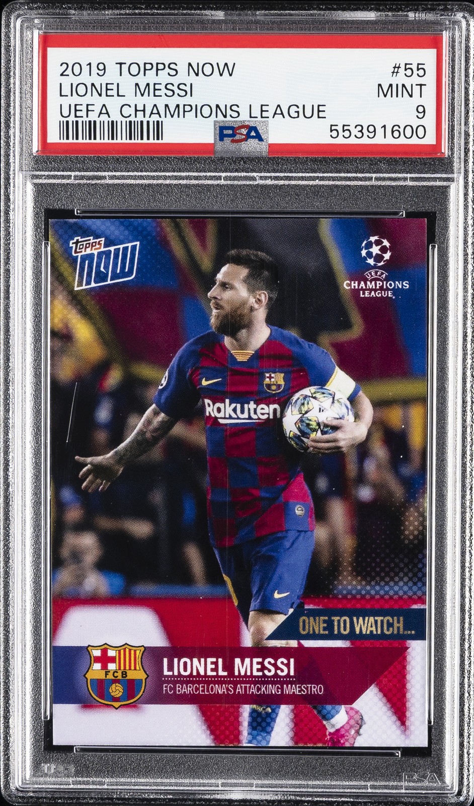 2019 TOPPS NOW CHAMPIONS LEAGUE #55 LIONEL MESSI PSA 9 view 1