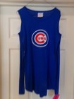 CHICAGO CUBS Blue MLB Licensed Womens Cold Shoulder Dress T-Shirt (XL) NWT $45 — photo 2