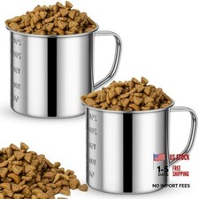 2 Pcs Dog Food Scoop 1 Cup,304 Stainless Steel Measuring Cups with Handle 1 CUP