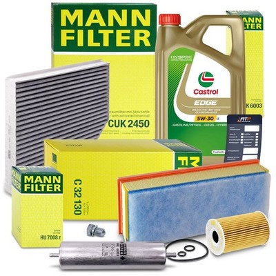 MANN-FILTER INSPEKTIONSPAKET+5L CASTROL EDGE FST 5W-30 LL FÜR AUDI A5 8T 2.0 TDI