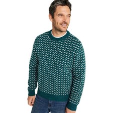 L.L.Bean Bean's Classic Raggwool Birdseye Crew Sweater - Men's Deepest Green Bir