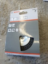 Bosch 0,3 mm gecrimpte Stahldraht-Radbürste 100 mm 6 mm Schaft, neu versiegelt.