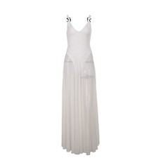 Autumn 2026 New Elegant Mesh A-Line Long Dress - Resort Chic Slim Fit