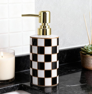 Ceramic Courtly Check Soap Gold Hand Pump Bathroom Kitchen Childs Checkered 6.6''