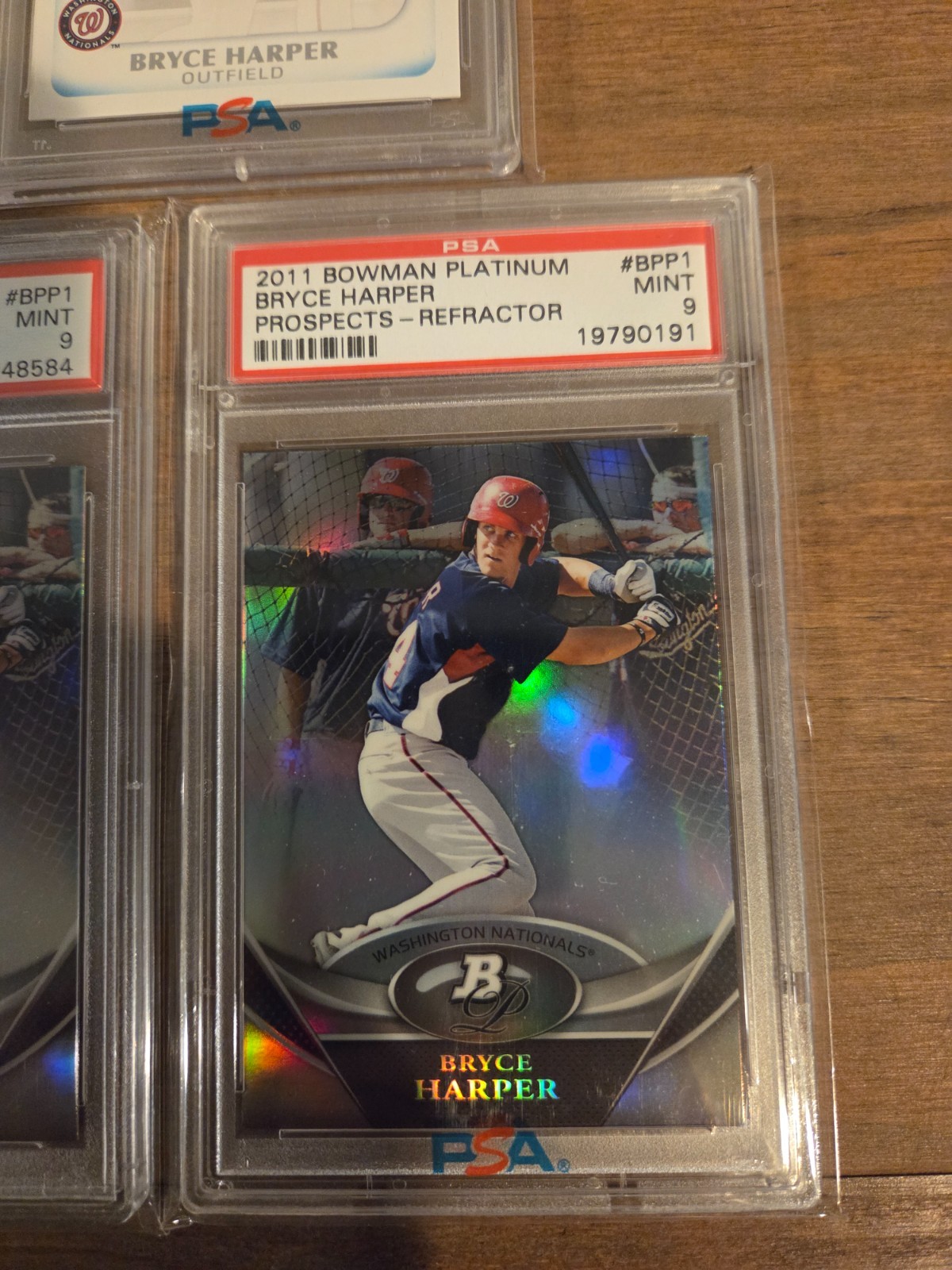 2011 Bowman Chrome Platinum (7) RC Bryce Harper PSA 9 Rookie Cards view 9