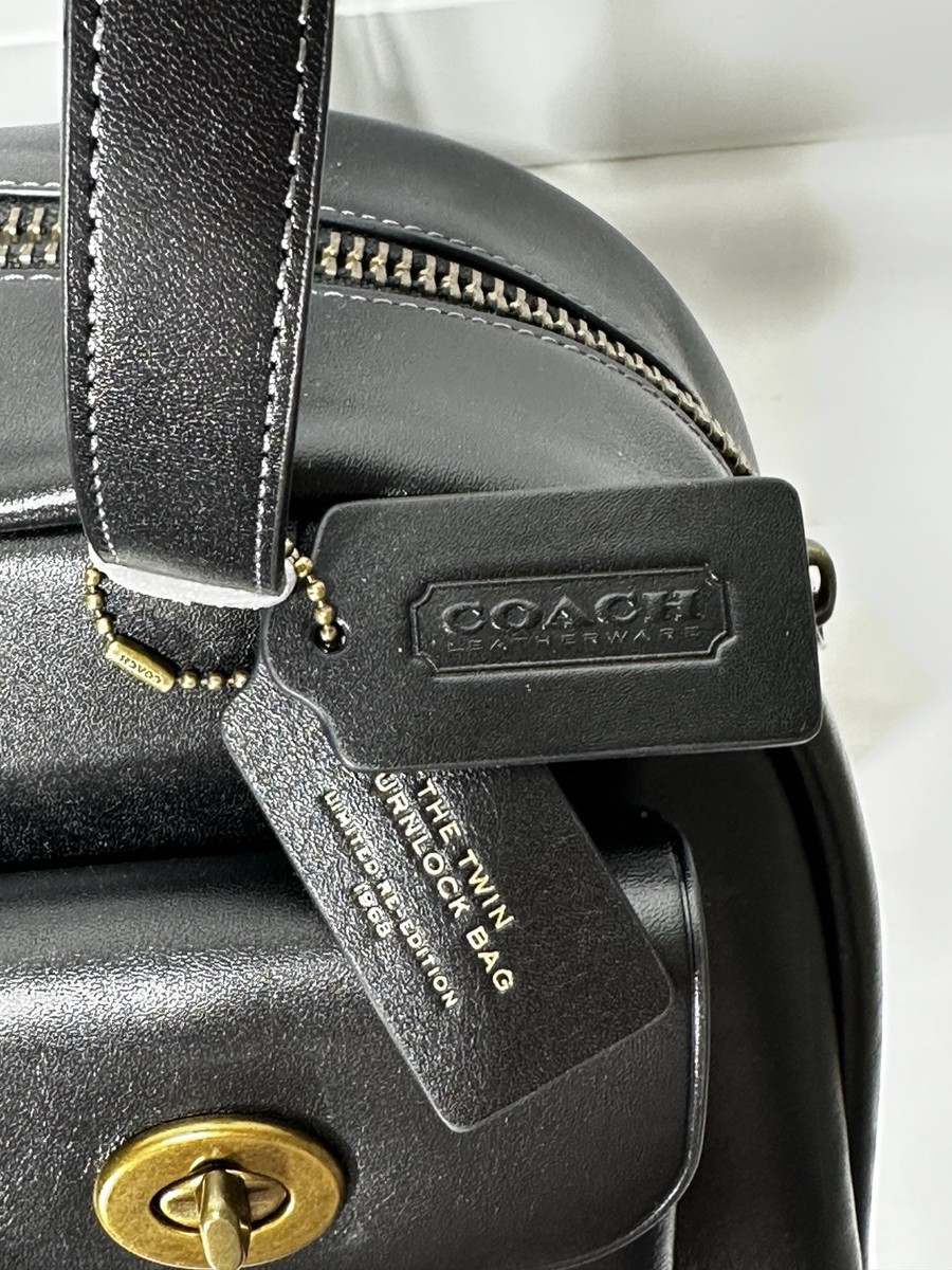 Coach Twin Turnlock Bag in Black Waxed Leather CCC54 NWT | eBay Coach Twin Turnlock Bag in Black Waxed Leather CCC54 NWT | eBay