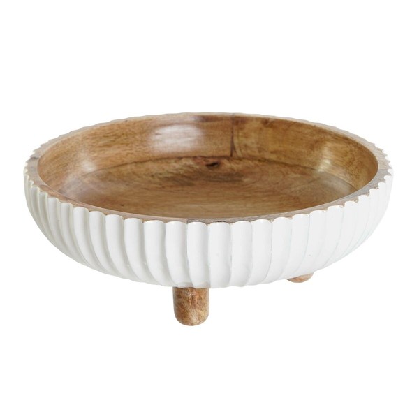 Tischdekoration Dkd Home Decor Weiß Dunkelbraun Mango-Holz 25 X 25 X 9 Cm-image