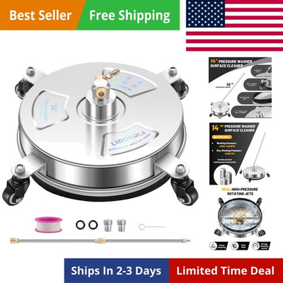 #ad 14quot; Pressure Washer Surface Cleaner with 4 Wheels Stainless Steel Surface C... $100.44