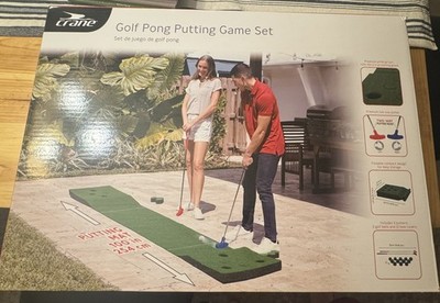 Golf Pong Putting Game Set   Portable Indoor/Outdoor Mini Golf Mat & Putter Kit