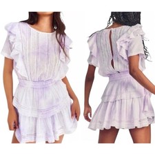 Love Shack Fancy Mini Dress Natasha Cotton Cottagecore Coquette Lilac Size L