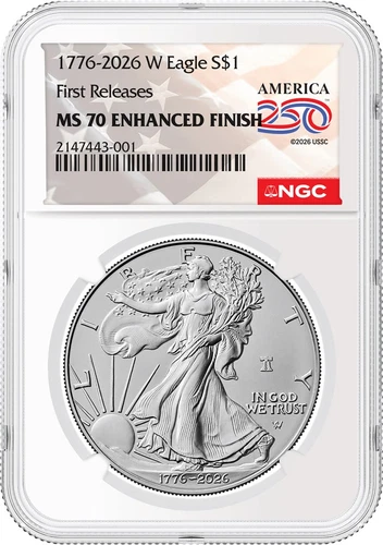 1776 - 2026 W Enhanced Uncirculated Silver Eagle MS70 First Releases - PRESALE - product listing photo