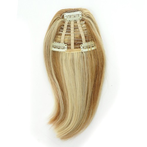 100% Real Human Hair Invisible Side-swept Bangs Clip In Topper Extension 18/613# - Picture 9 of 16