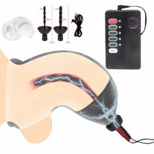 Electric E-stim Silicone Urethral Sounding Stretcher Penis Plug Bead Dilator MEN
