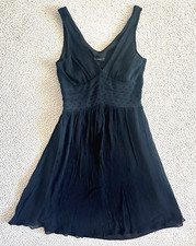 Y2K Express Silk Beaded Dress sz 4 Slip Gown Black Fairy Prom