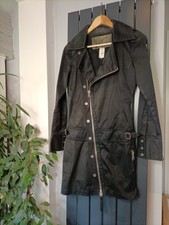 Diesel Rising Sun Black Jacket Mid Length Zip Up Size S Zip Pocket  Vneck Collar