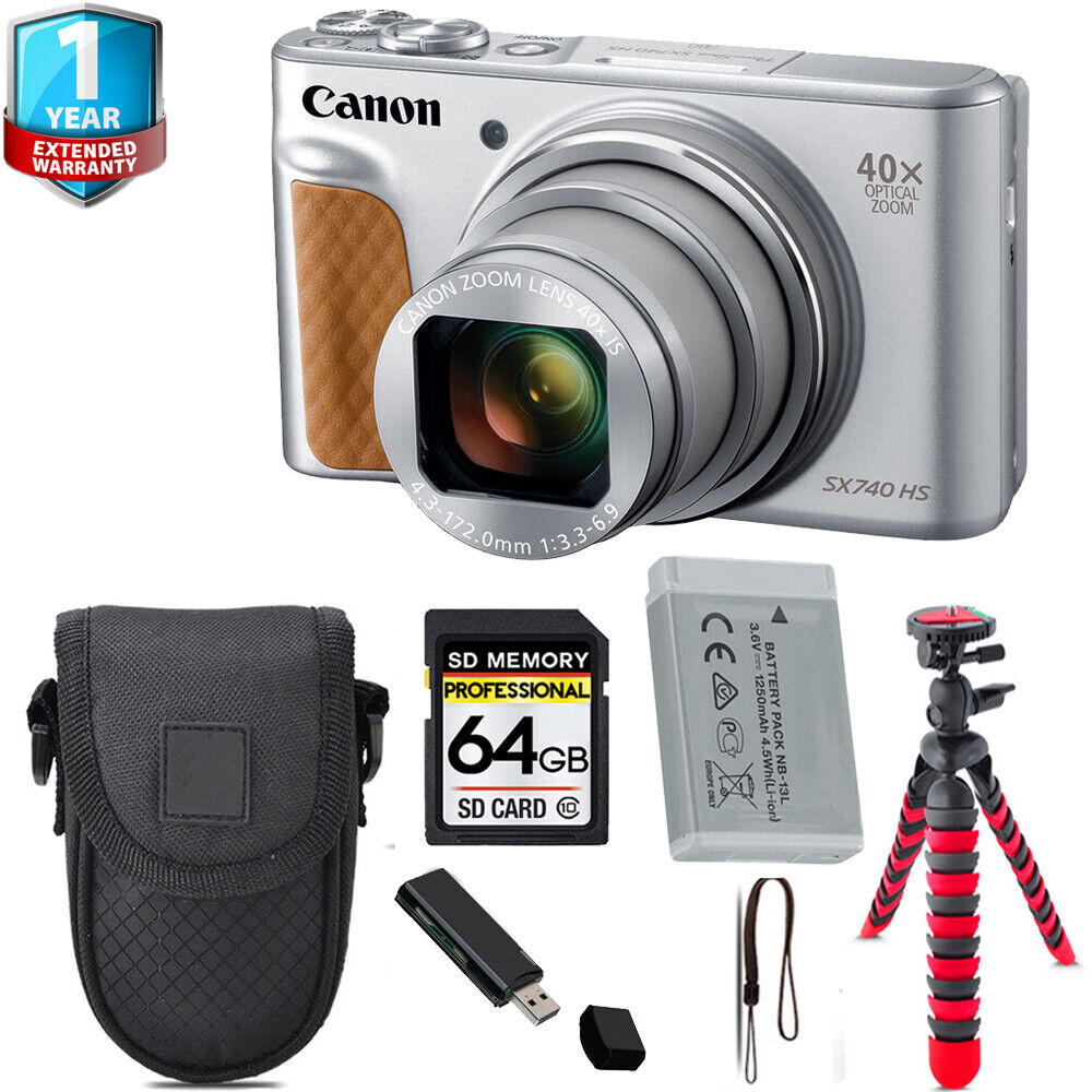 Canon PowerShot SX740 HS Digital Camera Silver + Tripod + 1 Canon PowerShot SX740 HS Digital Camera Silver + Tripod + 1